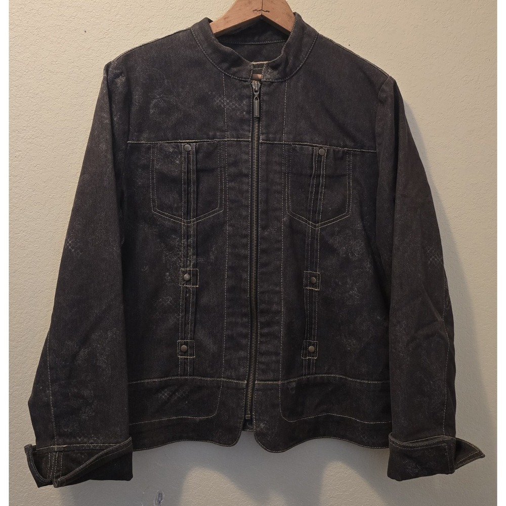 Coldwater Creek Jacket Womens Sz‎ P14 Black Smudge Zip Up